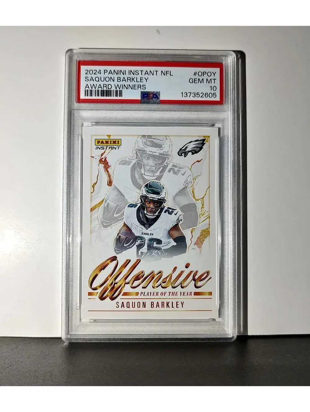 Saquon Barkley 2024 Panini NFL AP Offensive Player of the Year Eagles PSA 10 Gem